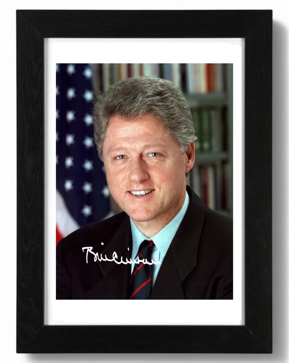 Bill Clinton Signed Autograph PHOTO Pre Print 6x4/A4/ Framed, image 3
