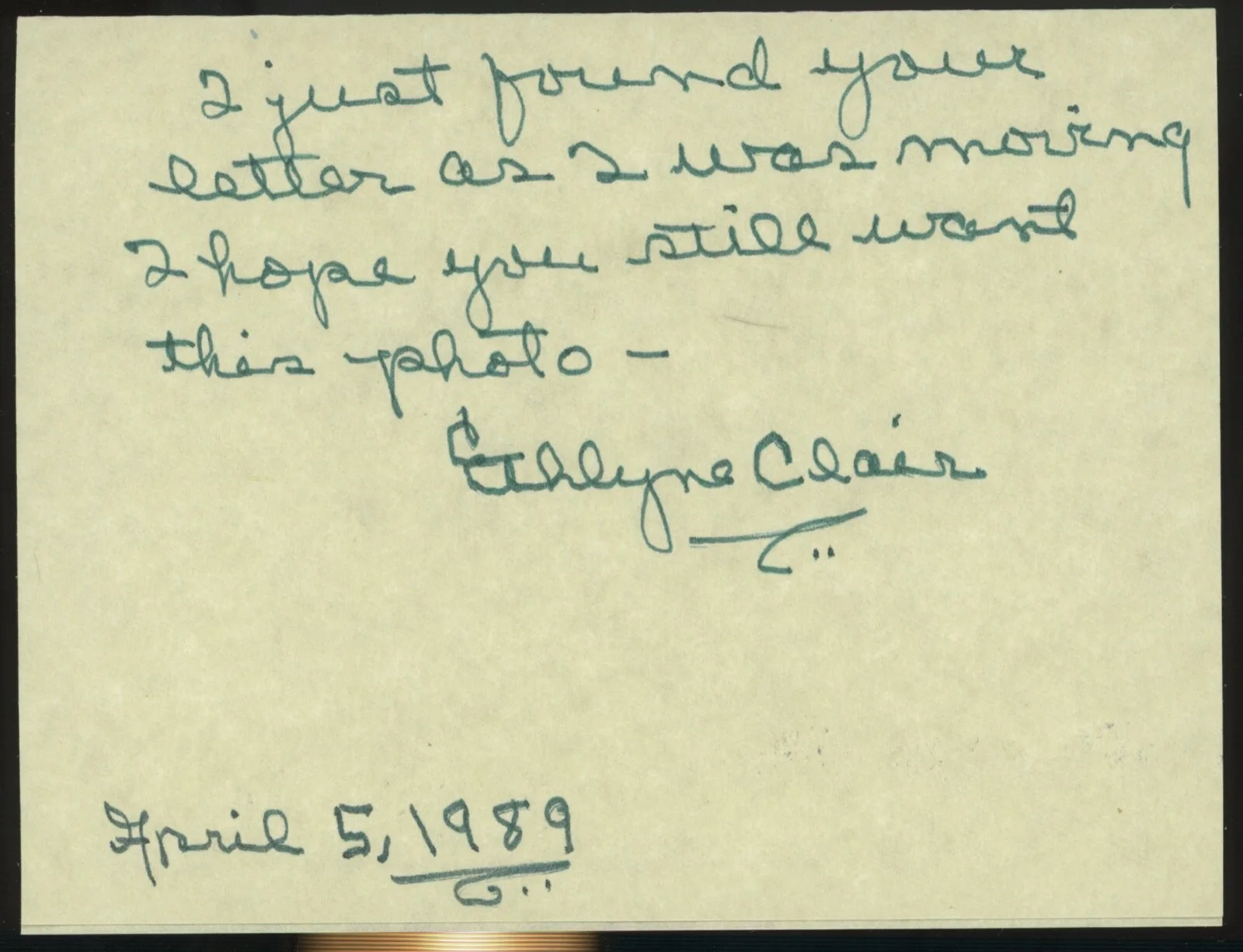 Ethlyne Clair Signed 8x10 with Signed Note - Silent Film Actress, image 3