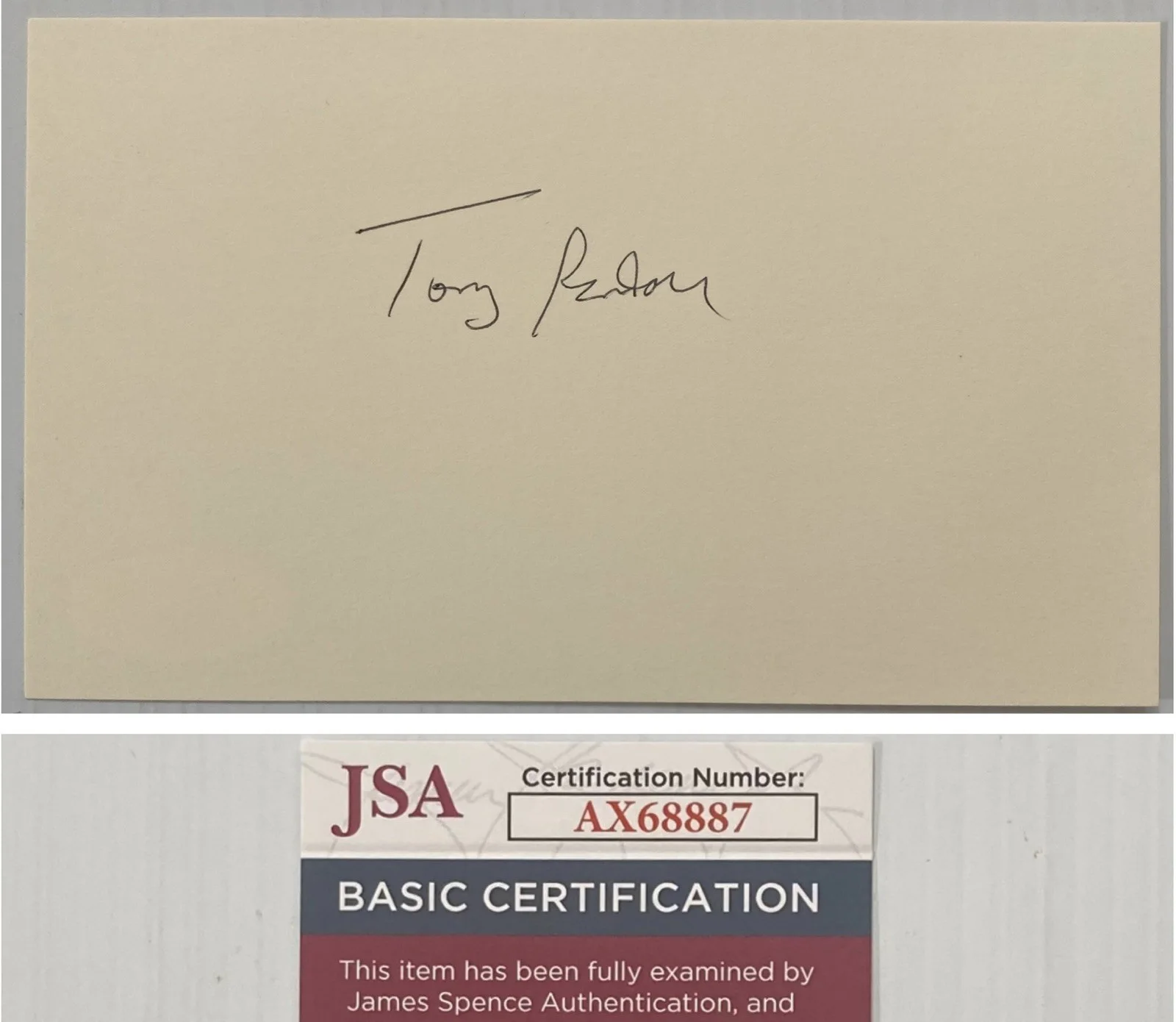 Tony Randall — Odd Couple Tony Randall Signed Autograph 3x5 Index Card - JSA Cert - FREE S&H!