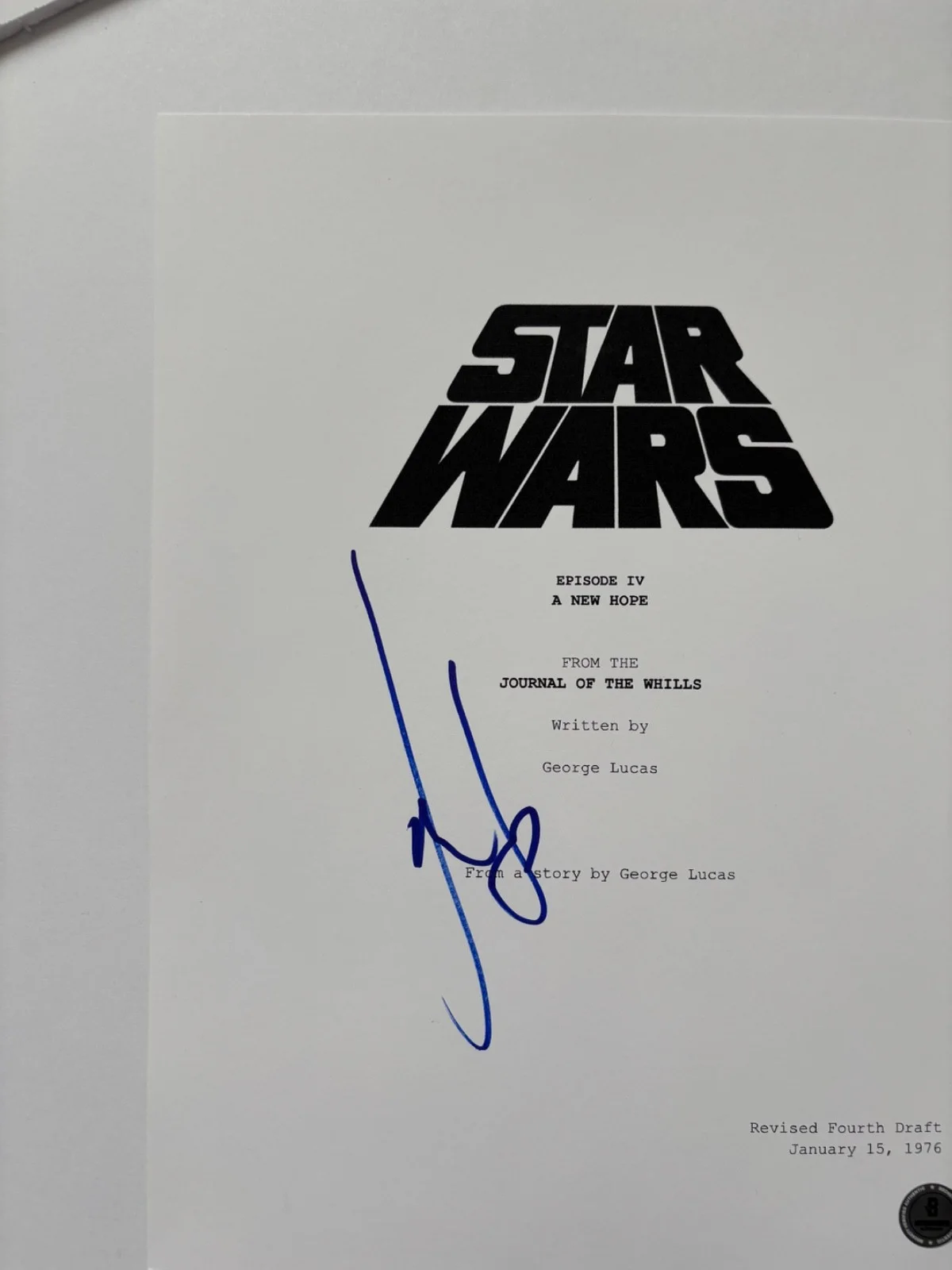 HARRISON FORD SIGNED STAR WARS A NEW HOPE MOVIE SCRIPT COVER HAN SOLO BAS, image 3
