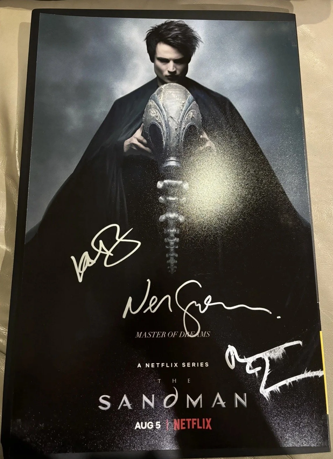 Tom Sturridge, Kirby Howell-Baptiste + Neil Gaiman — The Sandman 11x17 Photo Signed by Tom Sturridge, Kirby Howell-Baptiste + Neil