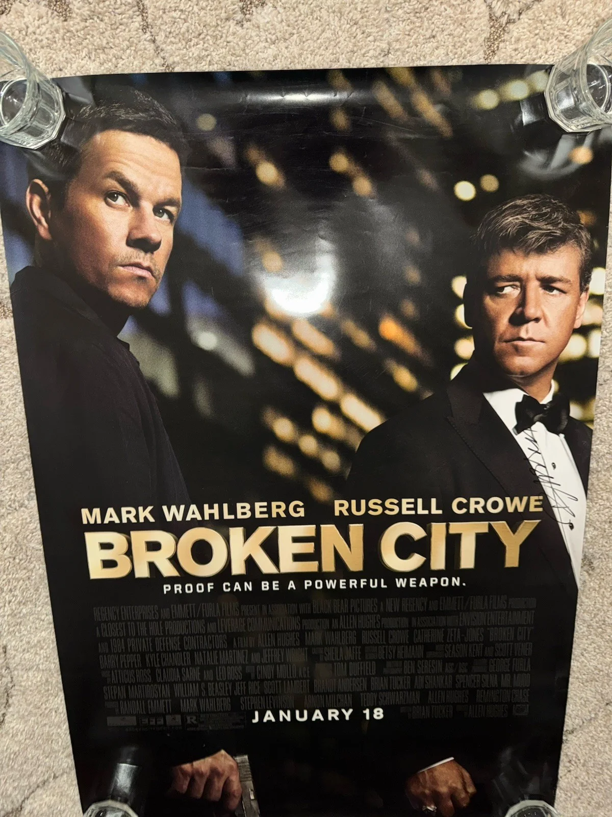 Russell Crowe Signed Poster Broken City Double Sided, image 4
