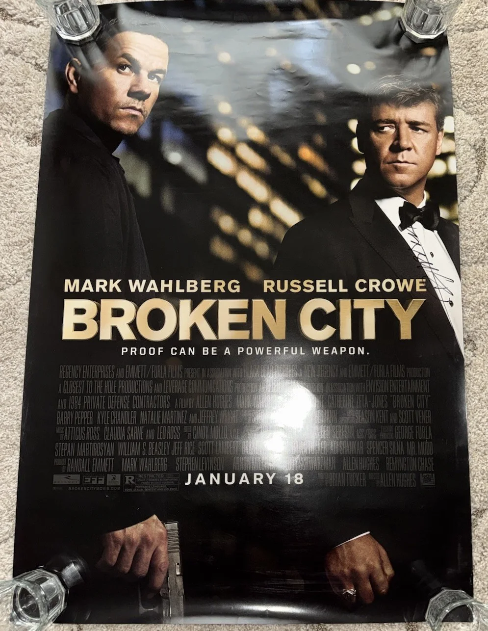 Russell Crowe Signed Poster Broken City Double Sided, image 5