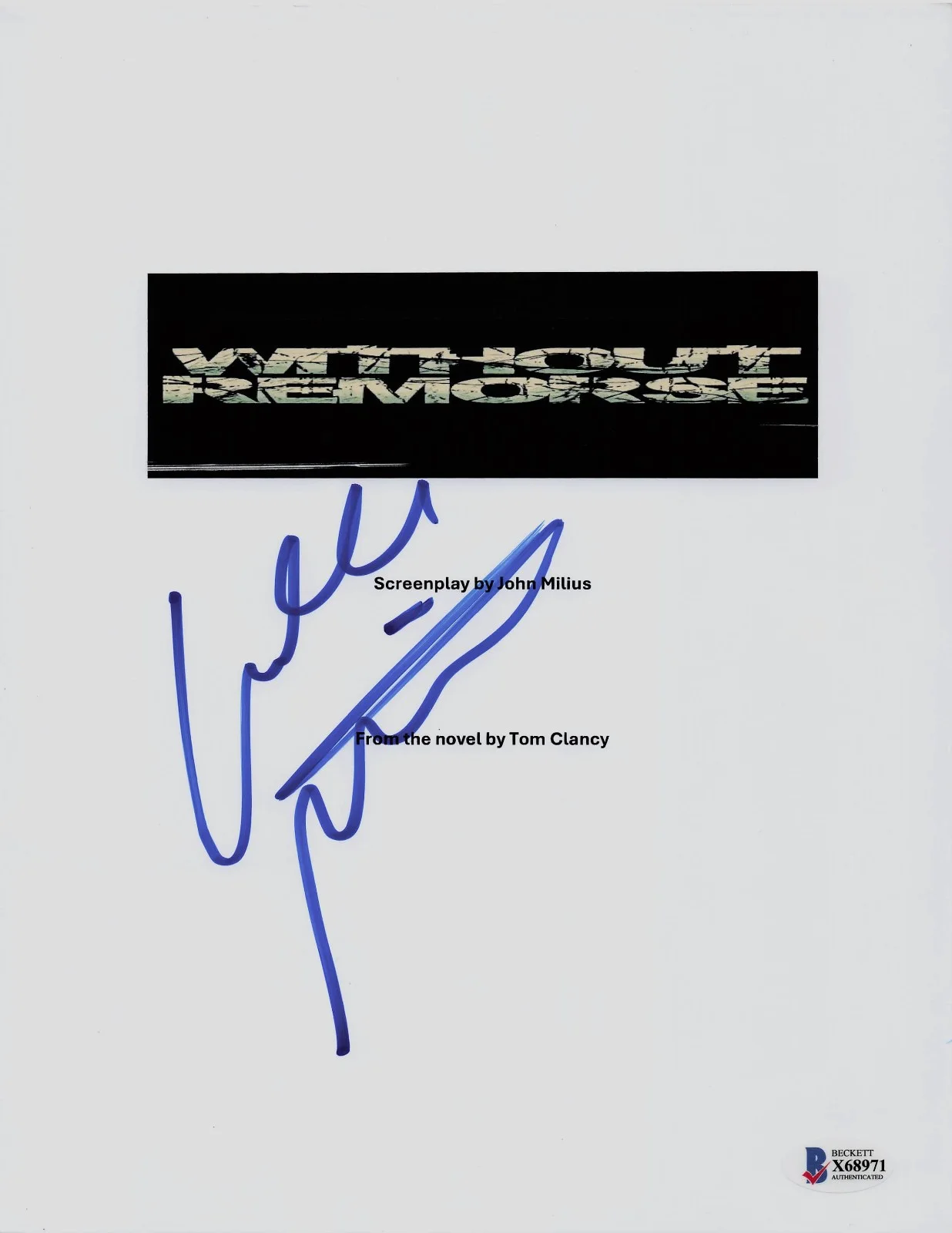 LUKE MITCHELL — LUKE MITCHELL SIGNED AUTOGRAPH WITHOUT REMORSE FULL SCRIPT BECKETT BAS