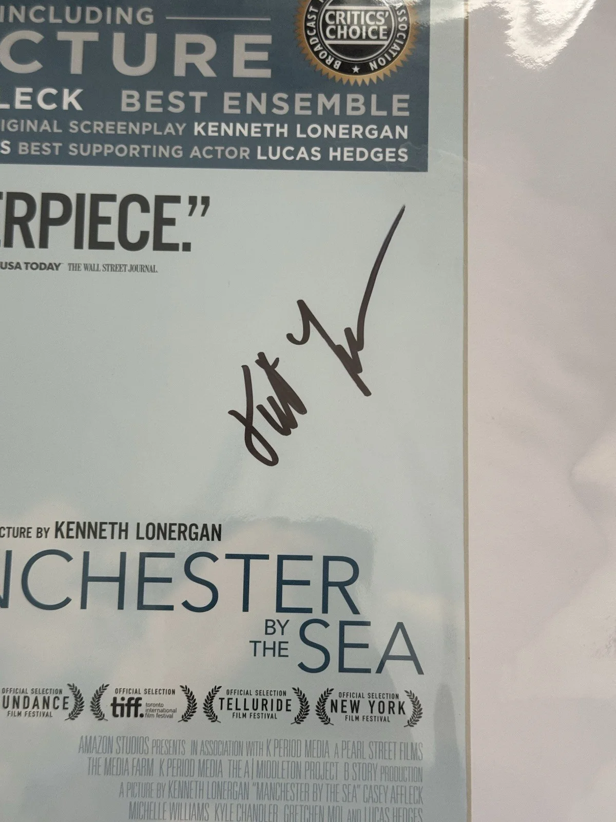 Manchester by the Sea BFCA Critics Choice Poster SIGNED Kenneth Lonergan +Letter, изображение 2