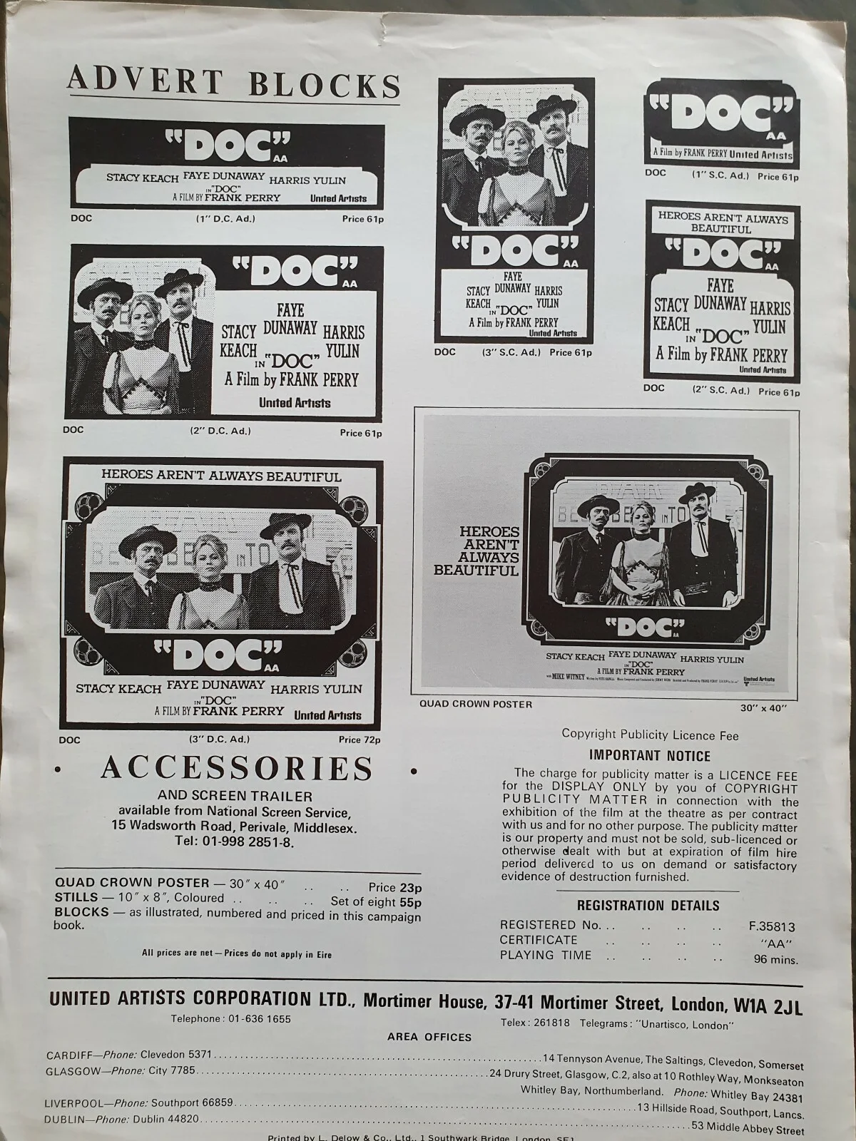 DOC - VINTAGE UK PRESSBOOK - FAYE DUNAWAY, STACY KEACH - 1971 WESTERN, изображение 3