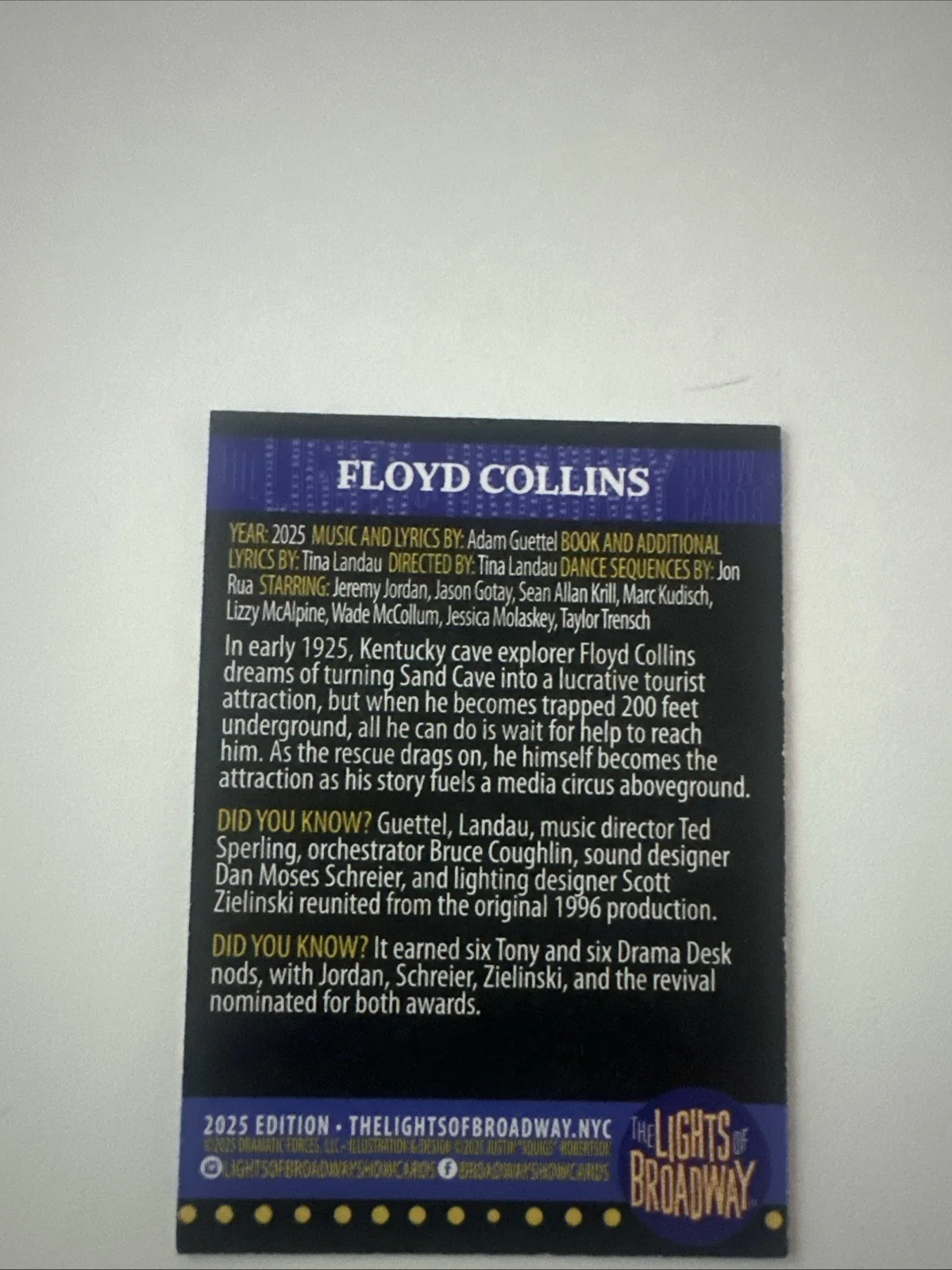 lights of broadway Card Floyd Collins Signed Jeremy Jordan, image 3