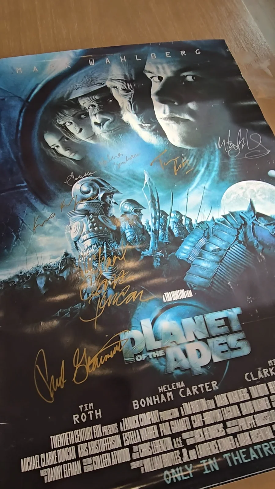 Tim Burton — RARE Planet of the Apes AUTHENTIC AUTOGRAPHED Promo Movie Poster COA Cast Signed, изображение 2