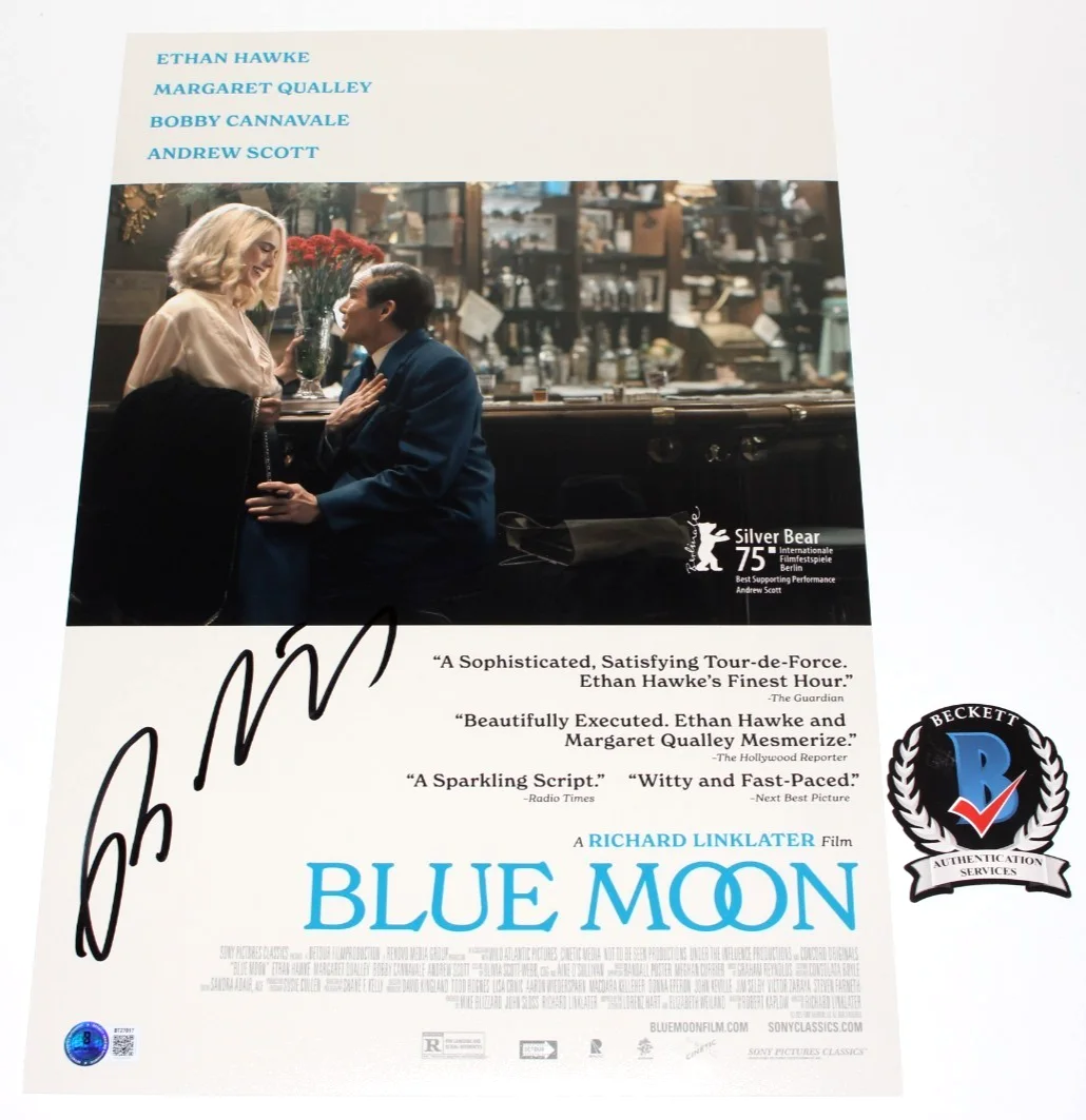 DIRECTOR RICHARD LINKLATER SIGNED 'BLUE MOON' 12x18 MOVIE POSTER BECKETT BAS COA, image 2