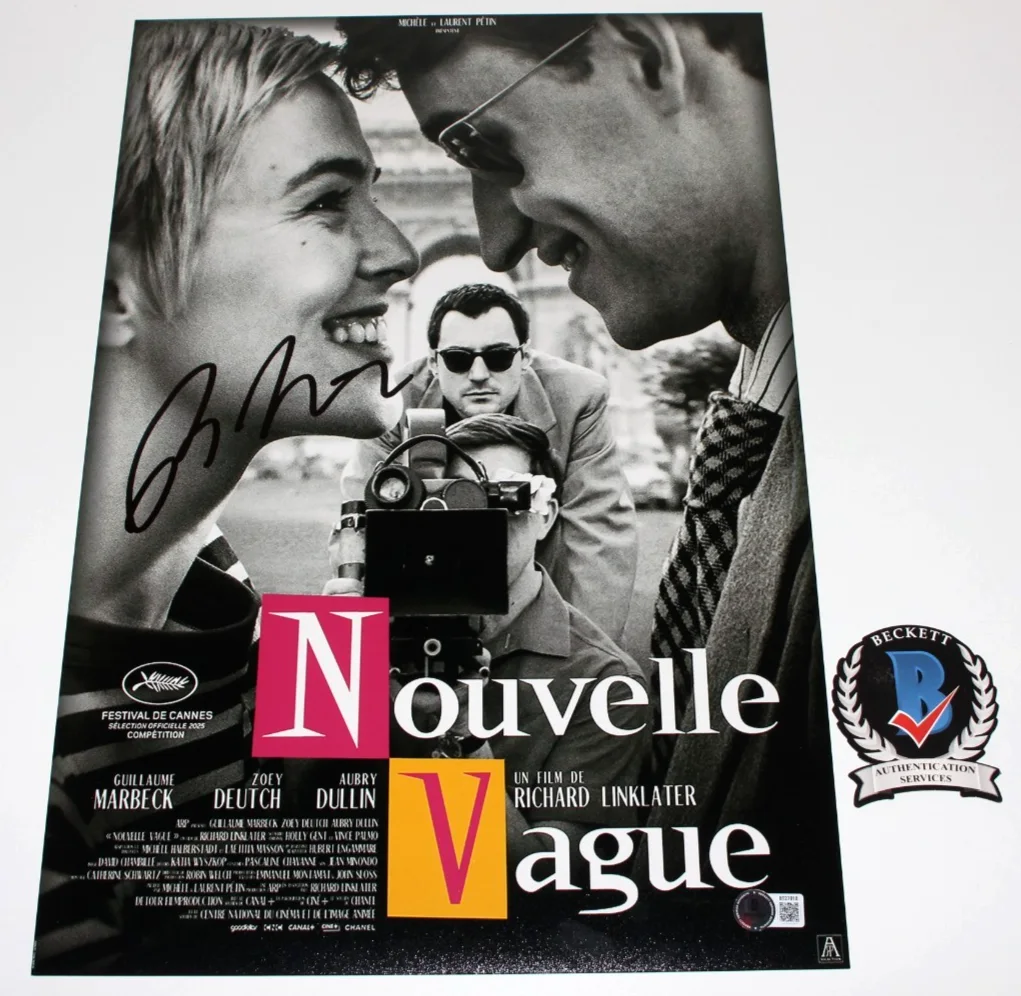 DIRECTOR RICHARD LINKLATER SIGNED NOUVELLE VAGUE 12x18 MOVIE POSTER BECKETT COA, изображение 2