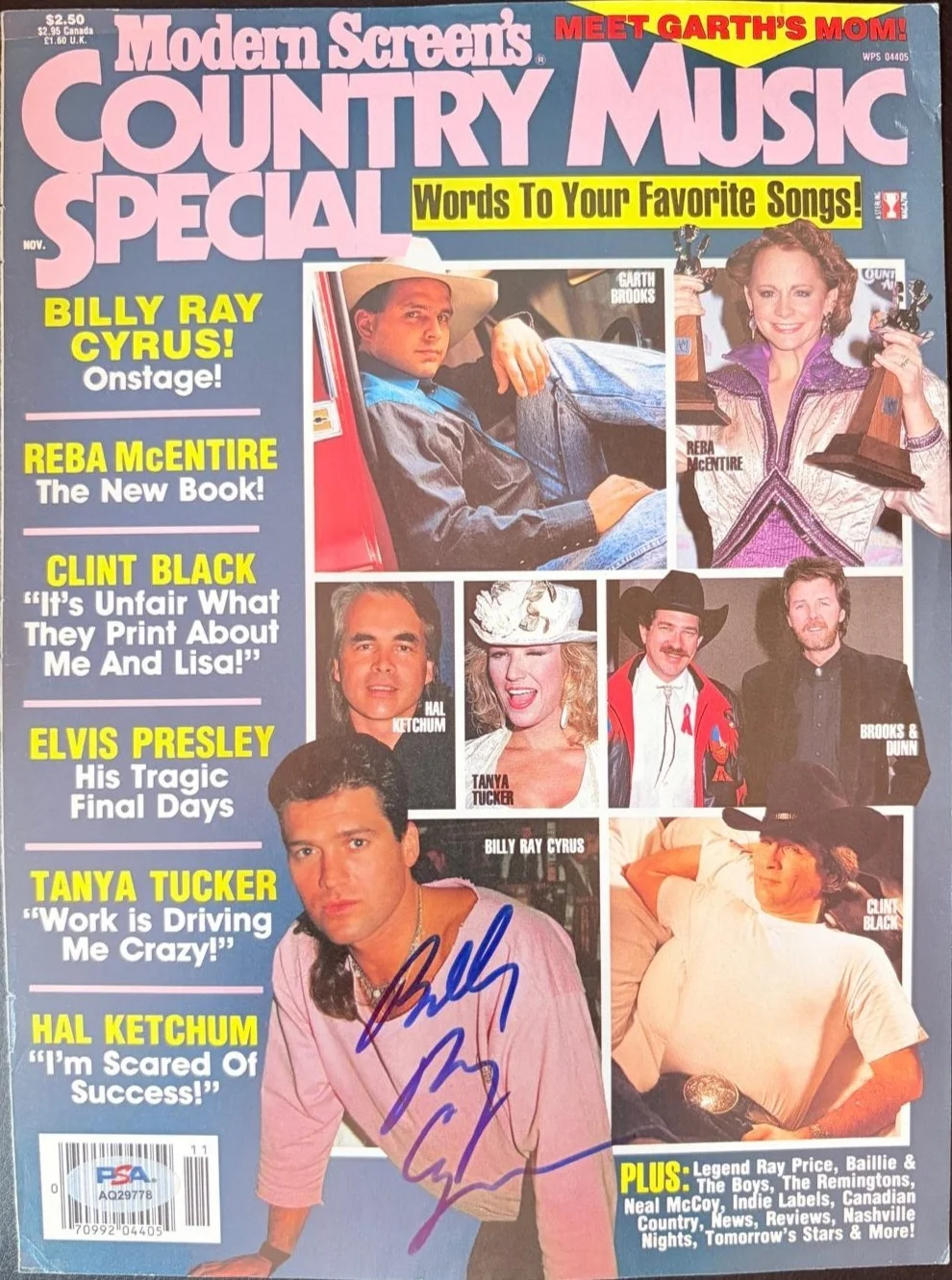 Billy Ray Cyurs — BILLY RAY CYRUS SIGNED AUTOGRAPHED MAGAZINE COVER ONSTAGE! HANNAH MONTANA PSA B