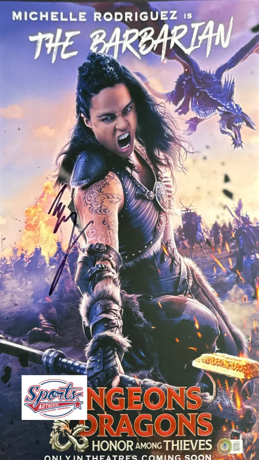 Michelle Rodriguez — Michelle Rodriguez Signed 11x17 Dungeons & Dragons Movie Poster BAS BJ04970