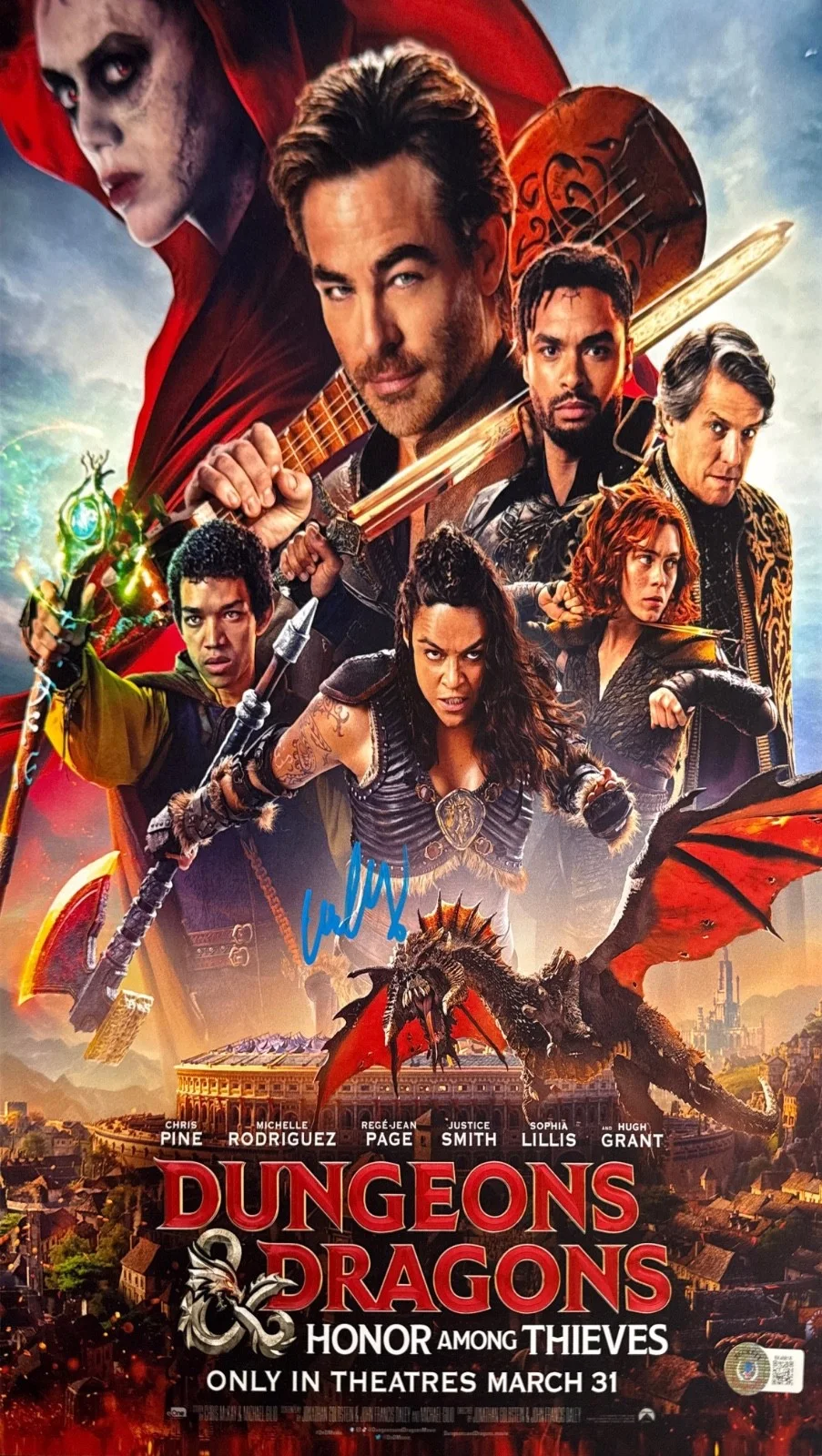Michelle Rodriguez — Michelle Rodriguez Signed 11x17 Dungeons & Dragons Movie Poster BAS BJ04971, изображение 2