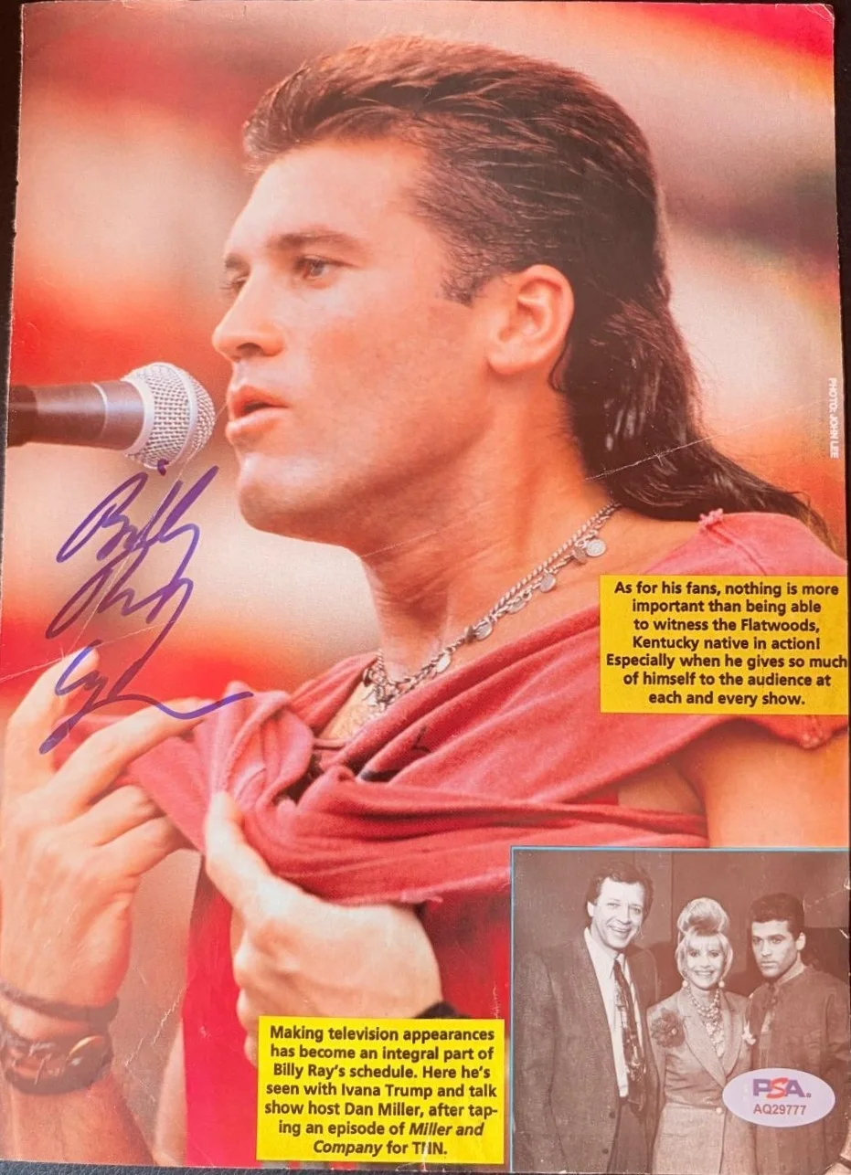 Billy Ray Cyurs — BILLY RAY CYRUS SIGNED AUTOGRAPHED MAGAZINE PAGE HANNAH MONTANA PSA C
