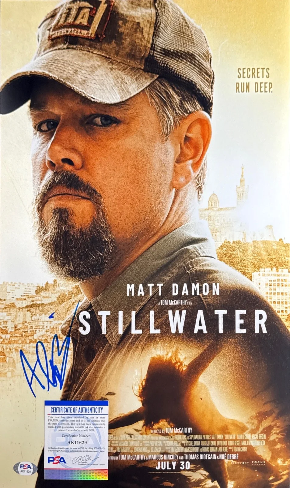 Matt Damon — Matt Damon Signed 12x18 Stillwater Movie Poster PSA AK11629, image 2