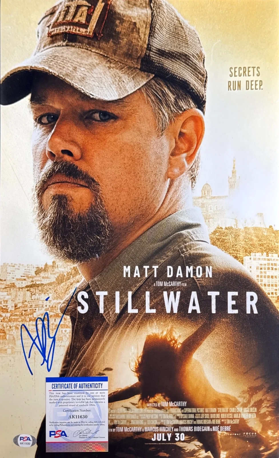 Matt Damon — Matt Damon Signed 12x18 Stillwater Movie Poster PSA AK11630, image 2