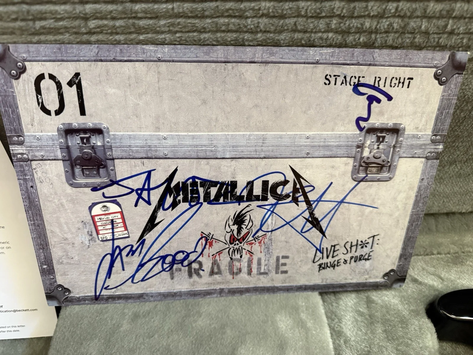 Metallica Signed Binge And Purge Promo Flat And Kirk hammett Signed ESP Guitar, изображение 2