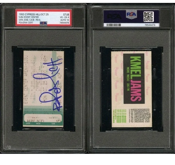 1993 Cypress Hill Concert Ticket Stub B-Real Signed Soul Assassins PSA 4 Auto 10, image 4