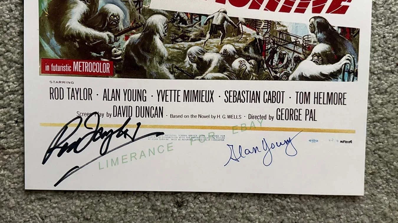 Rod Taylor — The Time Machine 11x17 Mini Poster Signed Rod Taylor Alan Young w/ Photo COA, image 3