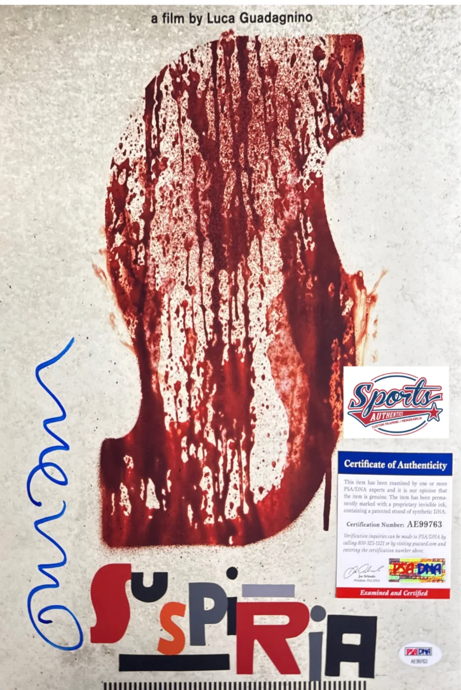 Tilda Swinton — Tilda Swinton Signed 11x14 Suspiria Movie Poster PSA AE99763