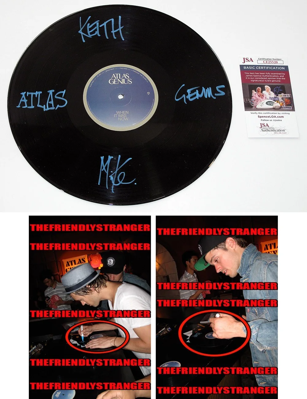 ATLAS GENIUS - Keith Jeffery & Mike Jeffery — ATLAS GENIUS signed "WHEN IT WAS NOW" Vinyl Record EXACT PROOF Trojans JSA COA