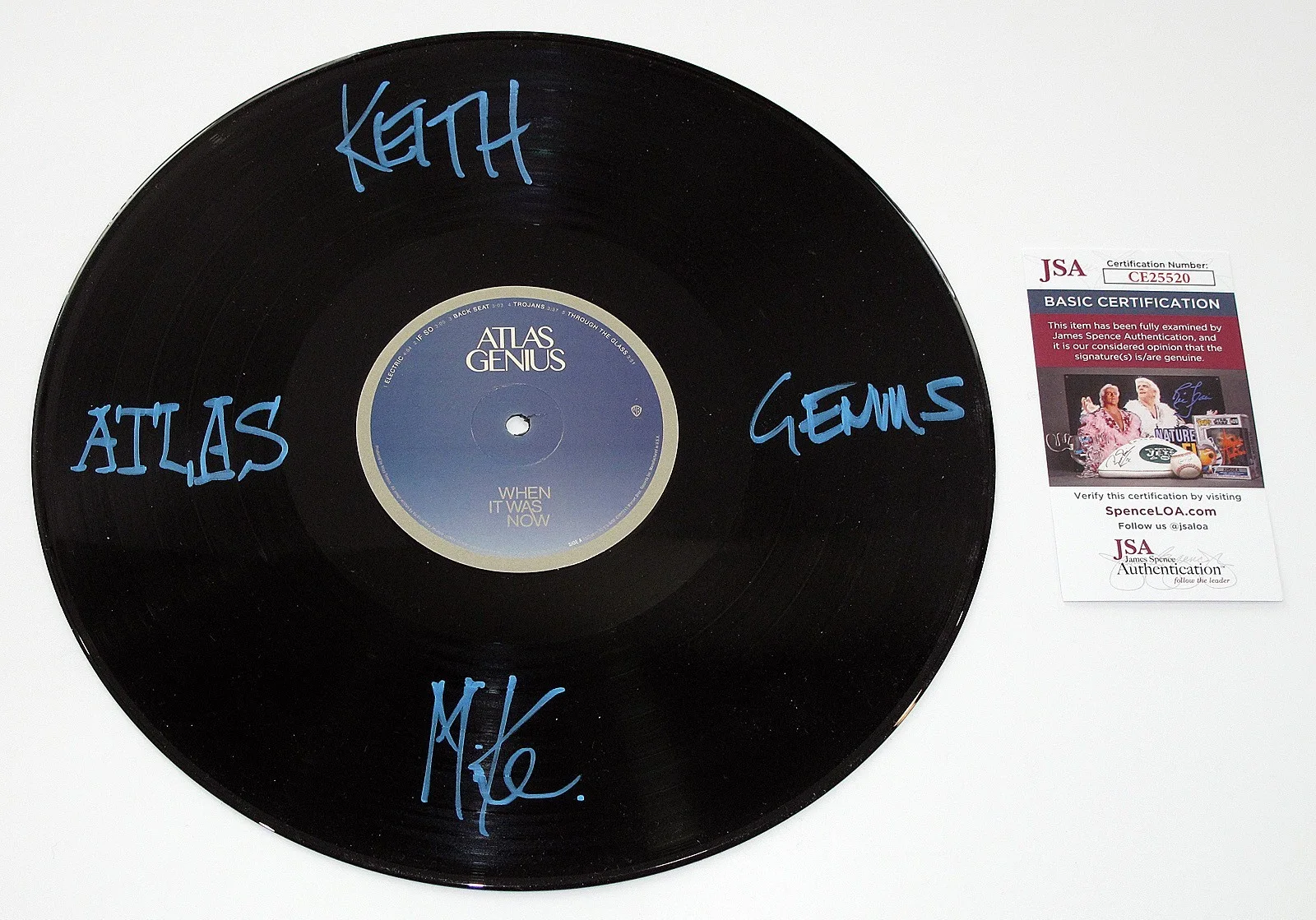 ATLAS GENIUS - Keith Jeffery, Mike Jeffery — ATLAS GENIUS signed "WHEN IT WAS NOW" Vinyl Record EXACT PROOF Trojans JSA COA, image 5