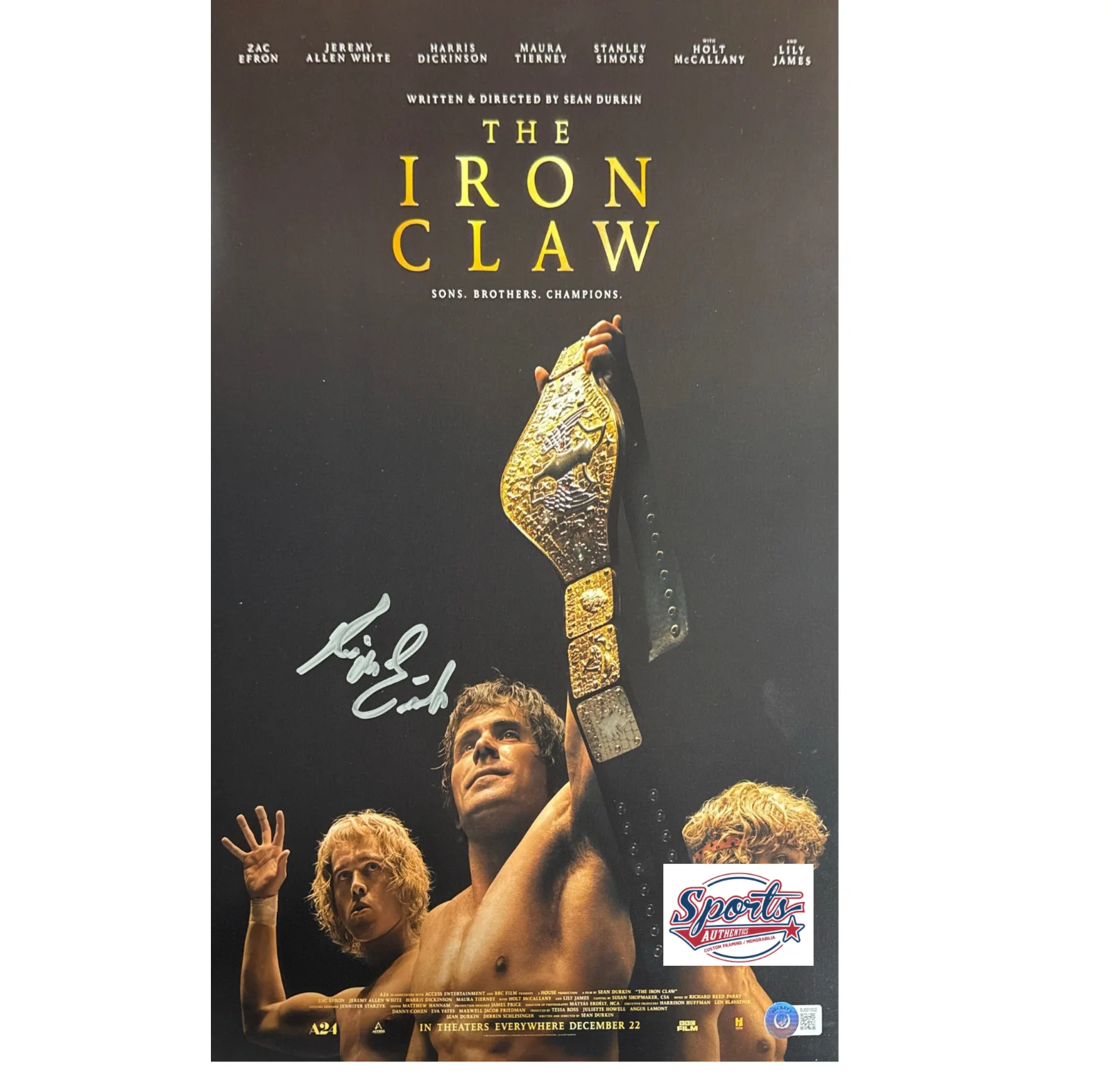 Kevin Von Erich — Kevin Von Erich Signed 12x18 The Iron Claw Movie Poster BAS BJ001932
