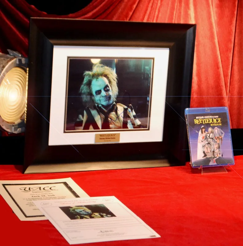 MICHAEL KEATON — Signed MICHAEL KEATON Autograph "BEETLEJUICE," COA, UACC RD#228, FRAME, DVD, image 2