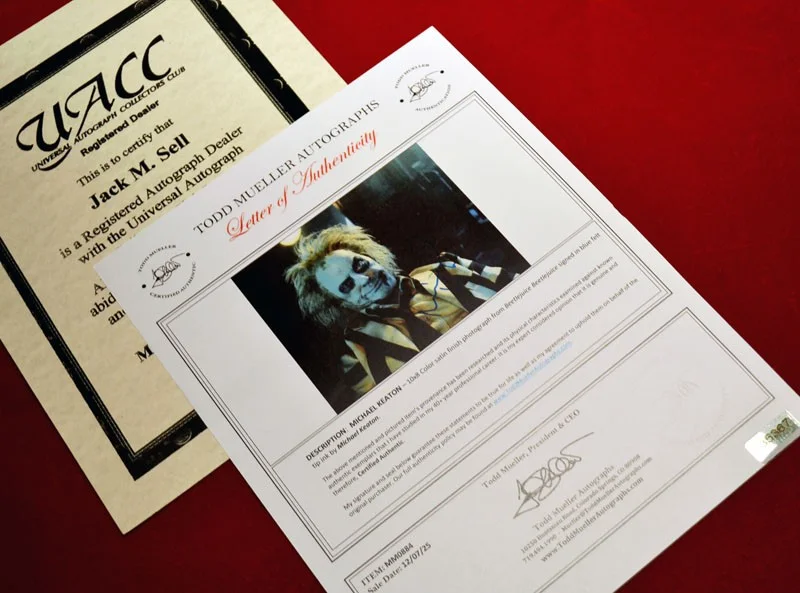 MICHAEL KEATON — Signed MICHAEL KEATON Autograph "BEETLEJUICE," COA, UACC RD#228, FRAME, DVD, image 5
