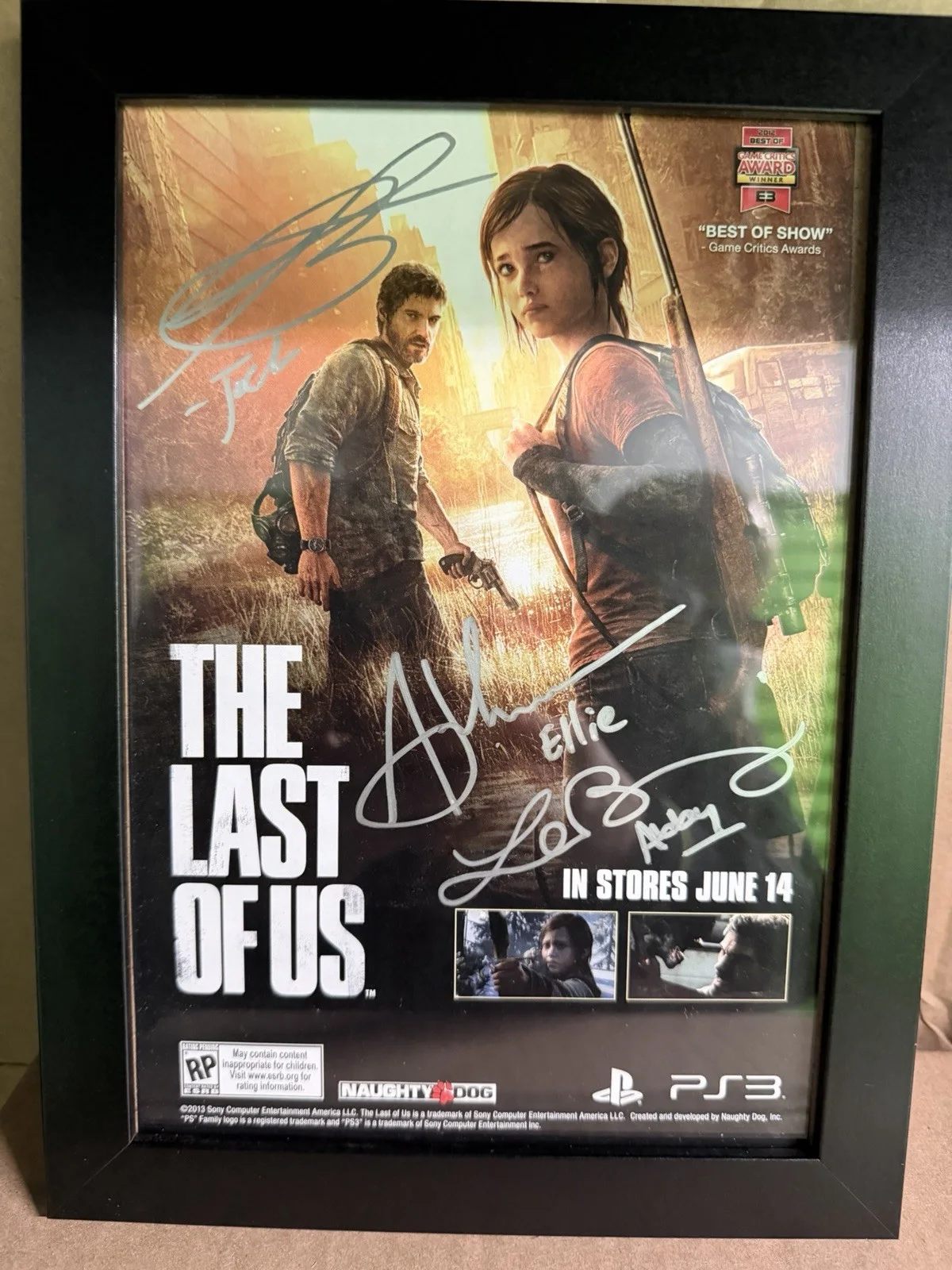 Last Of us Game Poster Signed Troy Baker Ashley Johnson Laura Bailey JSA SWAU, image 2