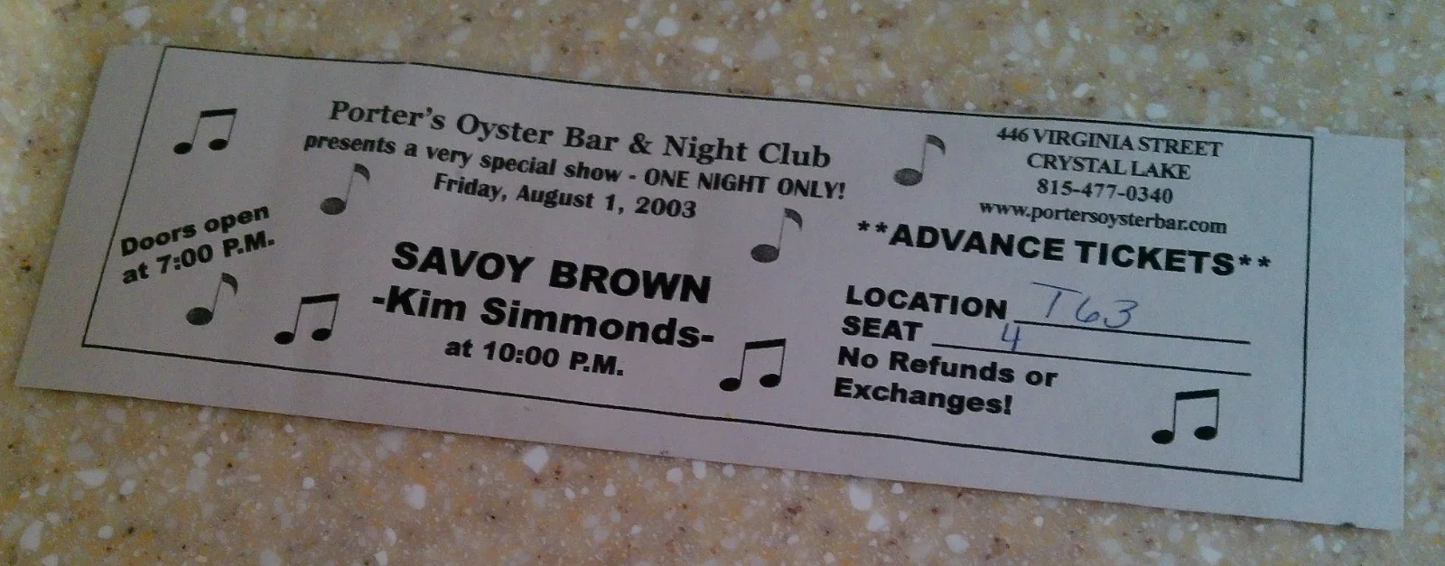 Savoy Brown's Kim Simmonds Autograph 2003 Concert in Crystal Lake Il., image 2