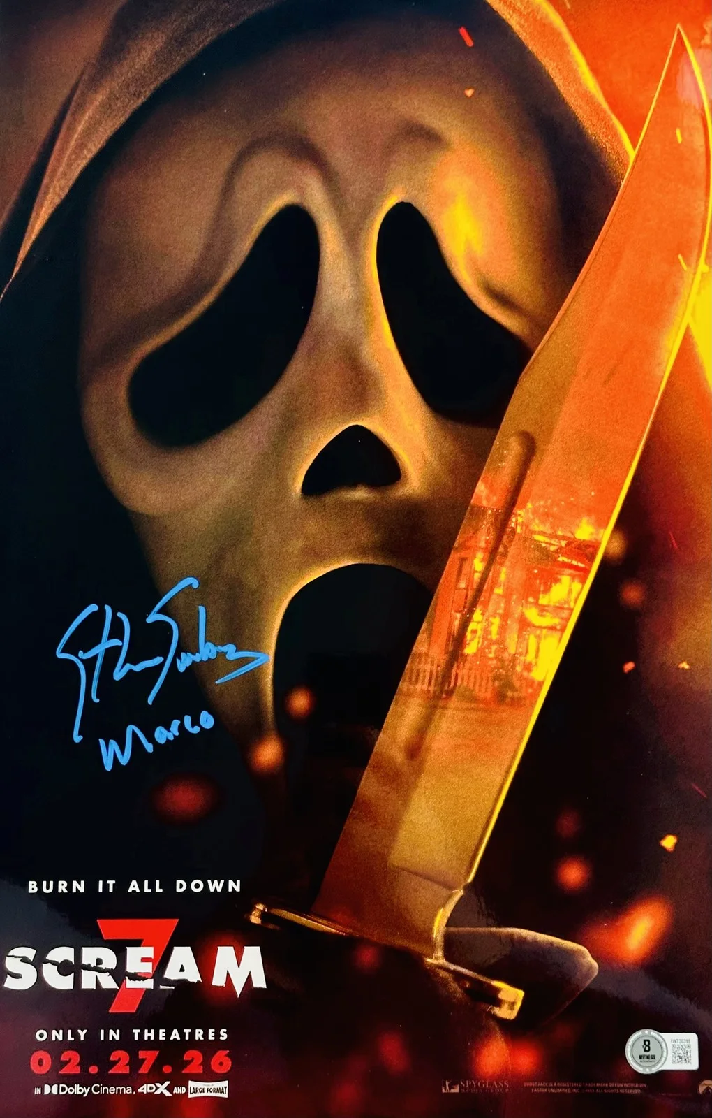 Ethan Embry — Ethan Embry signed Scream 11x17 metallic photo poster Ghostface autograph BAS 95