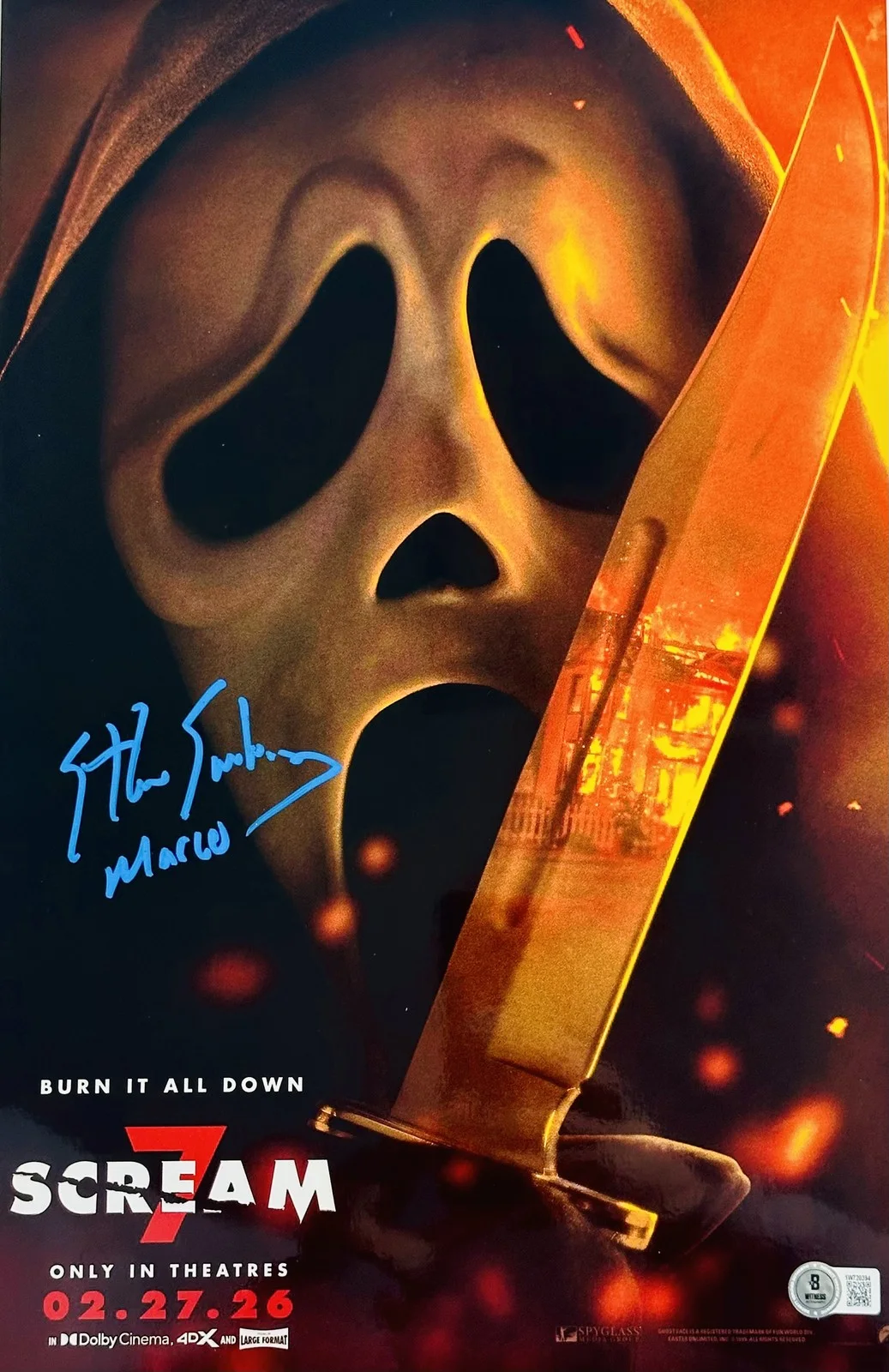 Ethan Embry — Ethan Embry signed Scream 11x17 metallic photo poster Ghostface autograph BAS 94