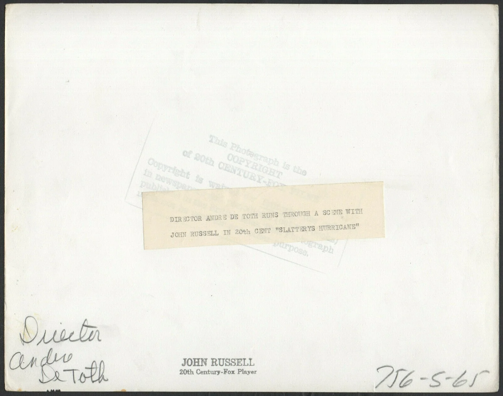 SLATTERY’S HURRICANE 1949 Andre de Toth, John Russell Herman Wouk STILL, image 2