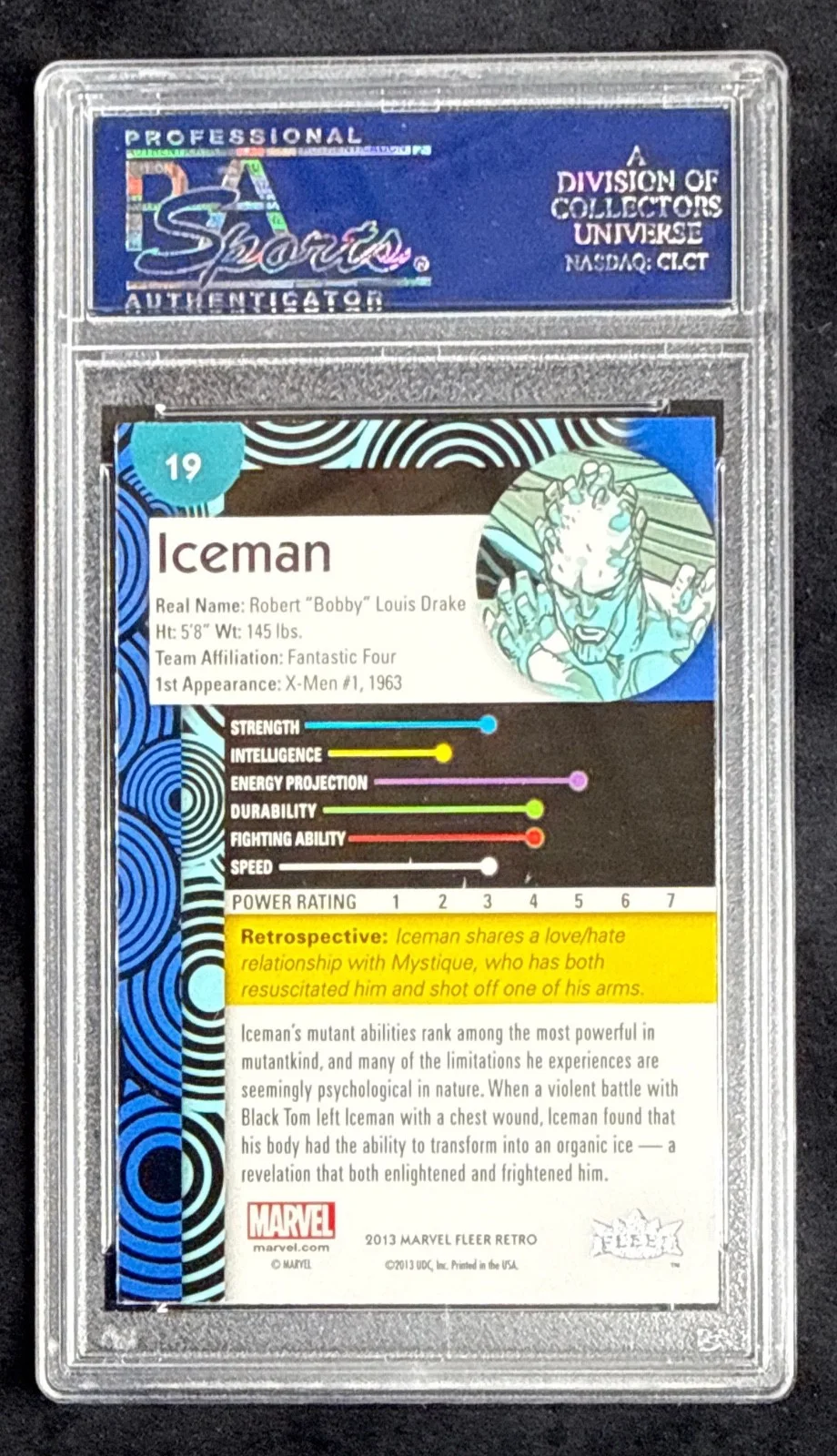 Stan Lee — Stan Lee Signed 2013 Marvel Fleer Retro Iceman Card #19 PSA 83583446, image 2