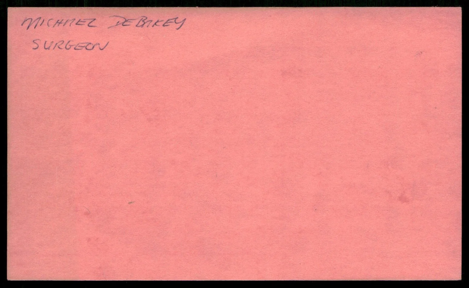 Surgeon Michael DeBakey Signed Vintage Index Card -Beautiful Autograph, image 2