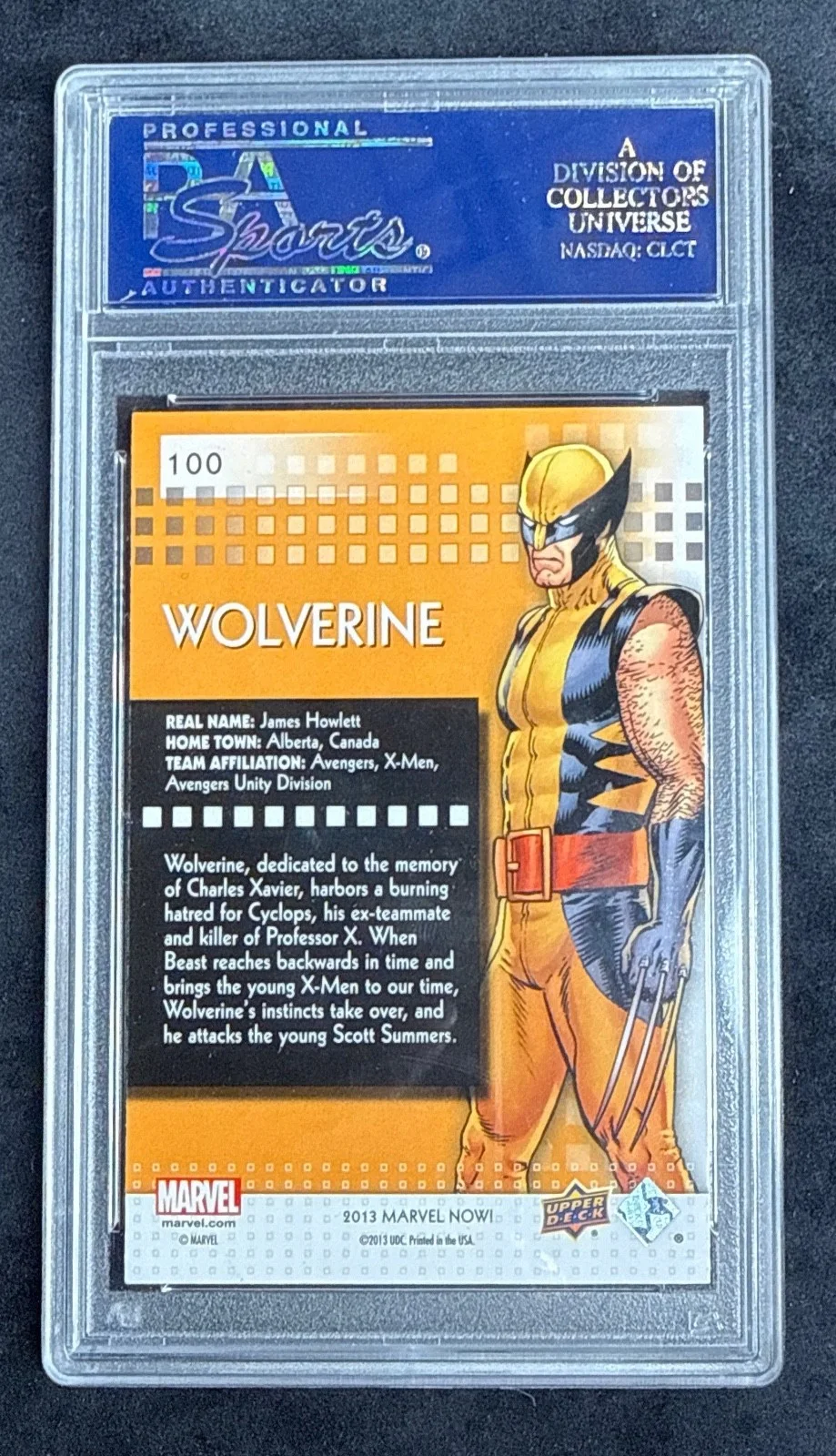 Stan Lee — Stan Lee Signed 2014 Marvel Now Wolverine Card #100 PSA 83549191, image 2