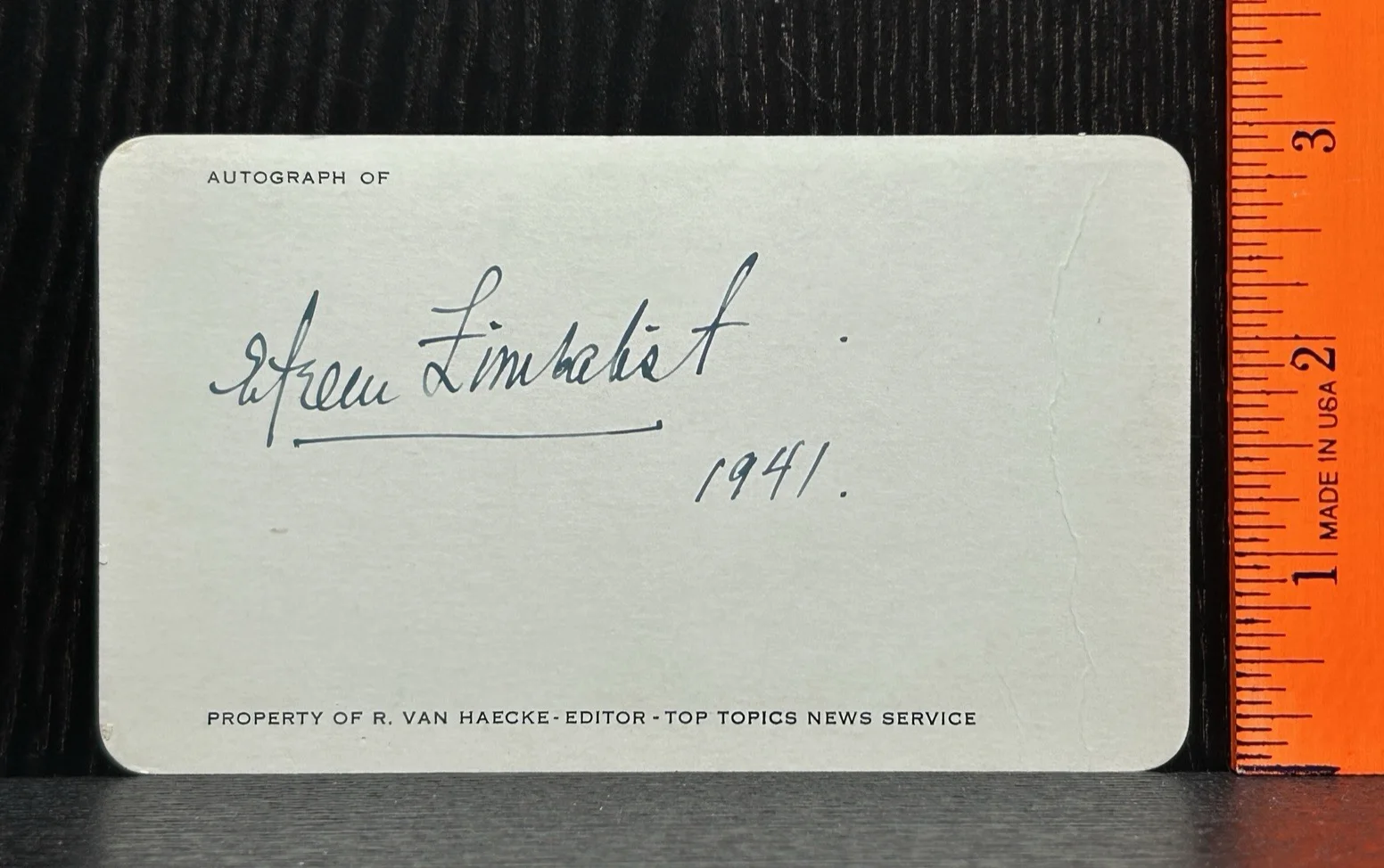 Rare! EFREM ZIMBALIST SR. SIGNED CARD DATED 1941 * JSA COA Autograph * VIOLINIST, изображение 2