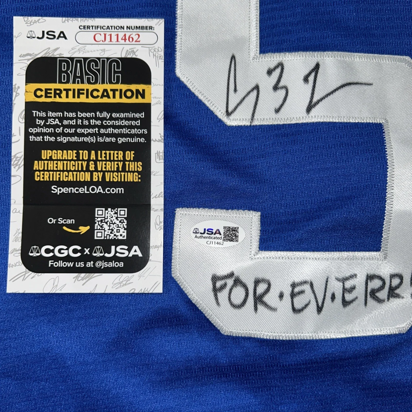 Chauncey Leopardi — Chauncey Leopardi Sandlot Signed Jersey JSA COA W/ Squints Inscription Proof, image 4