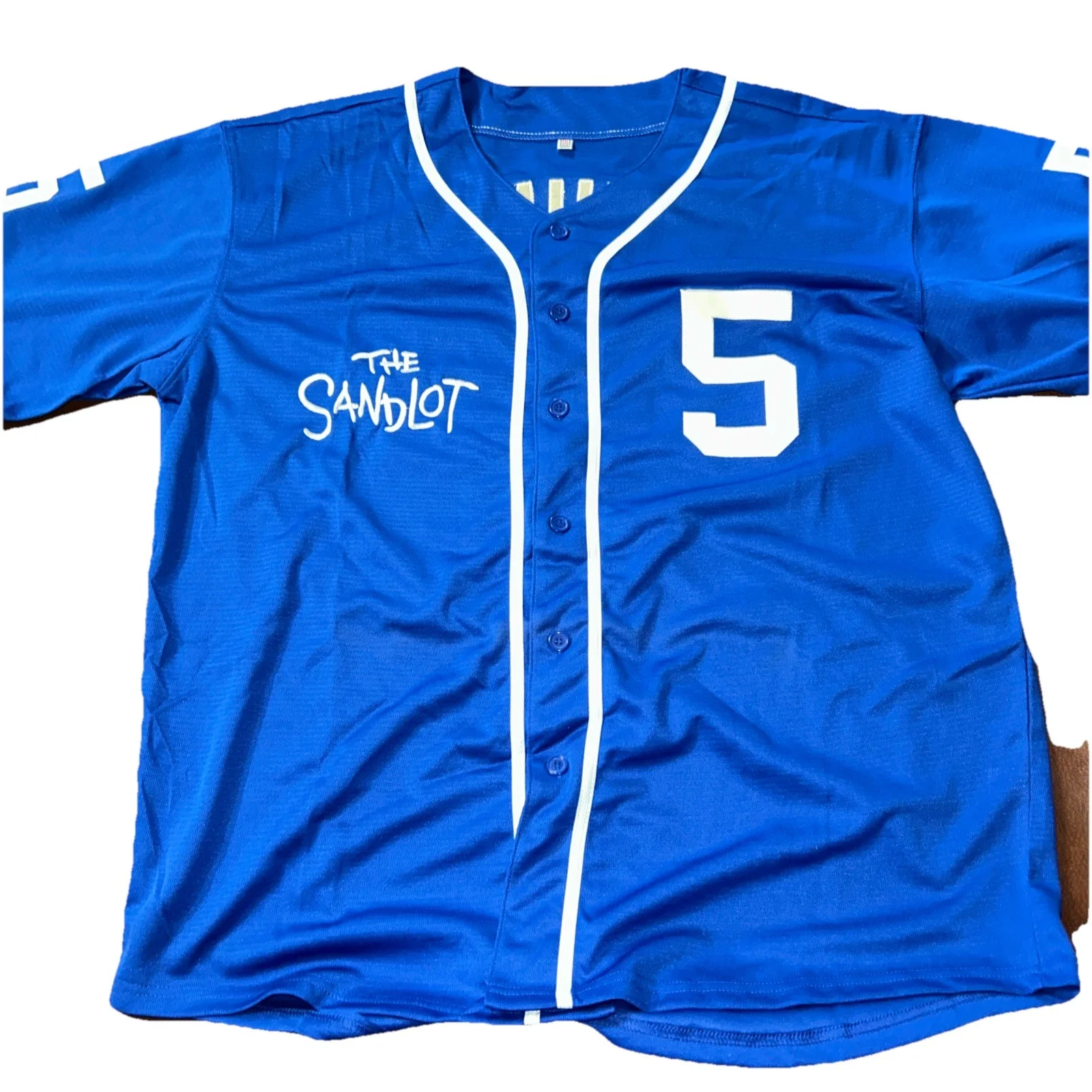 Chauncey Leopardi — Chauncey Leopardi Sandlot Signed Jersey JSA COA W/ Squints Inscription Proof, image 5