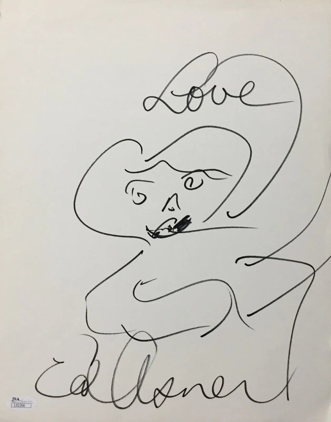 Ed Asner — Edward Asner Actor Signed Celebrity Art Self-Portrait Custom Framed JSA, image 5