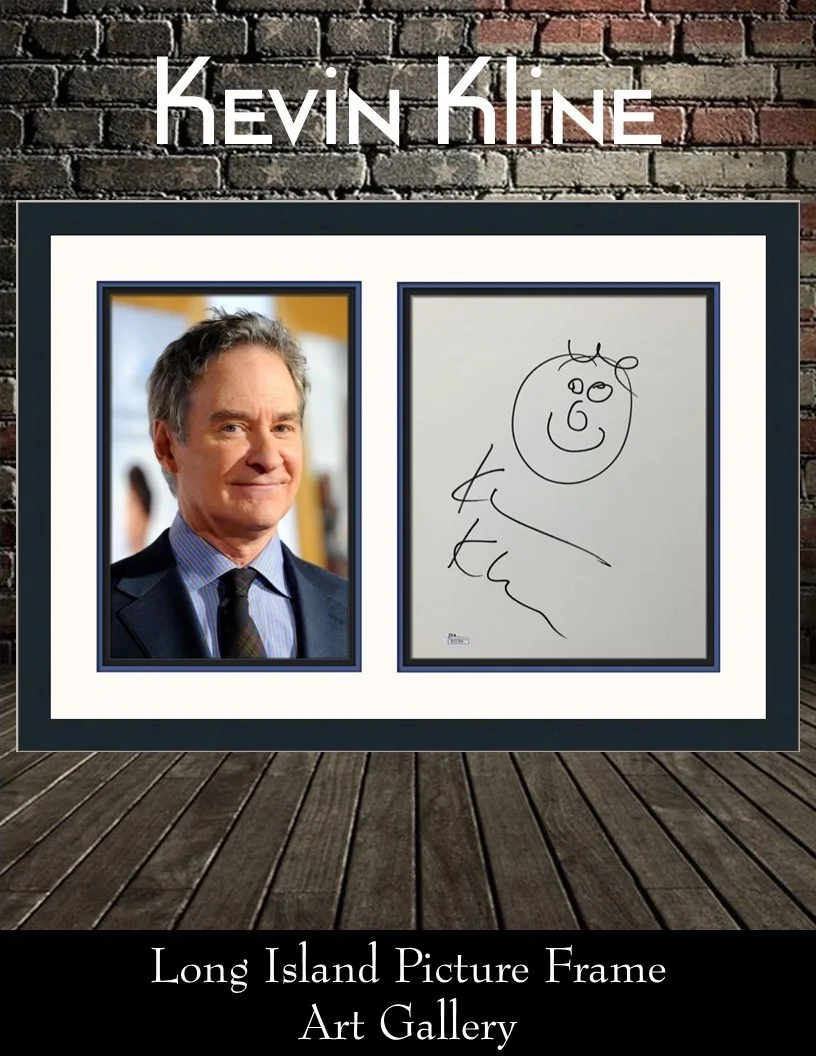 Kevin Kline — Kevin Kline Actor Signed Celebrity Art Self-Portrait Custom Framed JSA