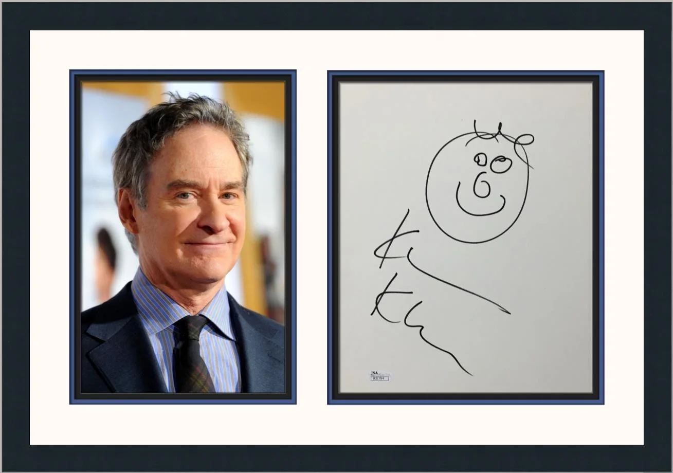 Kevin Kline — Kevin Kline Actor Signed Celebrity Art Self-Portrait Custom Framed JSA, image 2