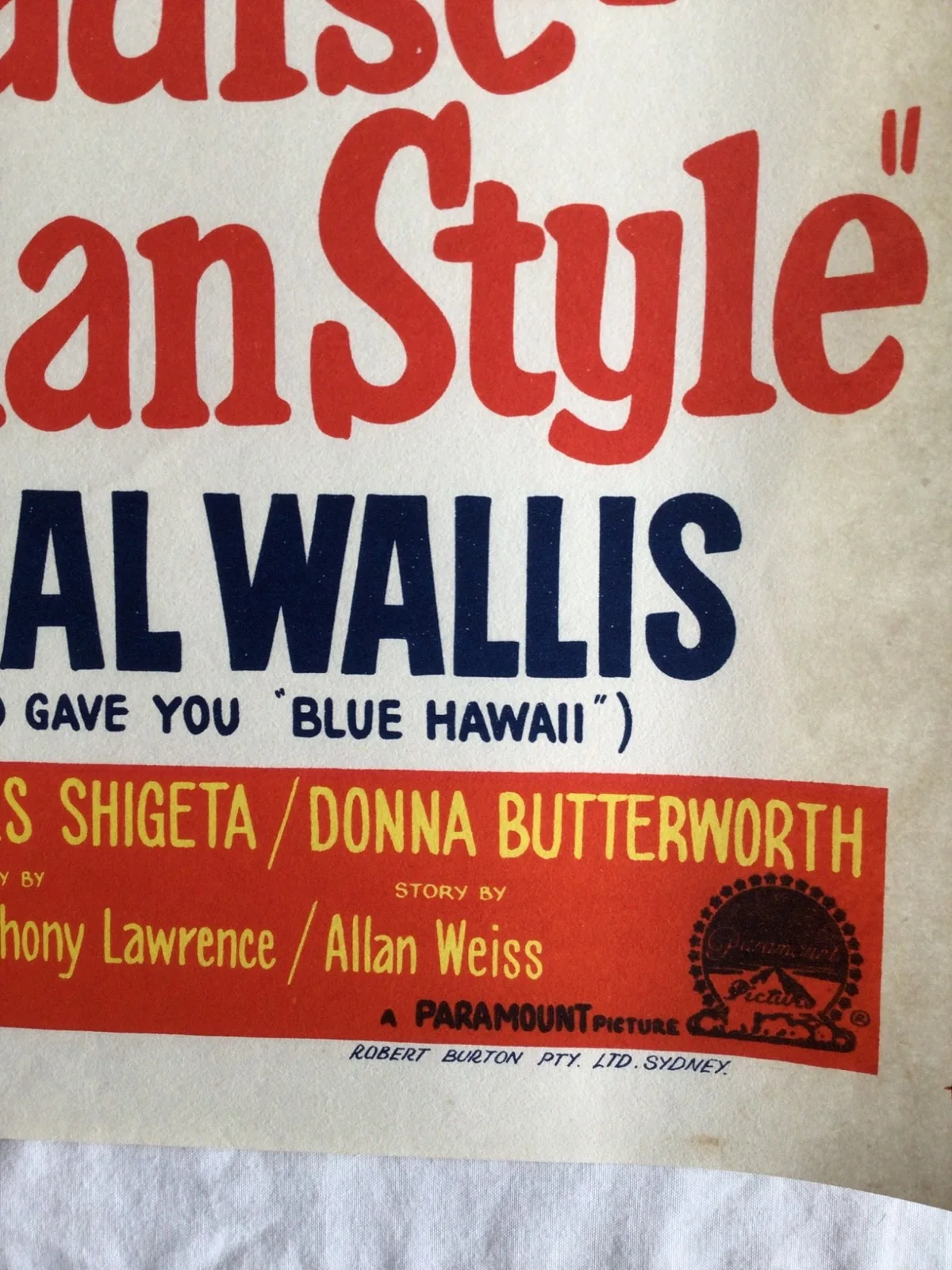 Paradise Hawaiian Style Elvis Presley original Australian Daybill movie poster, изображение 2