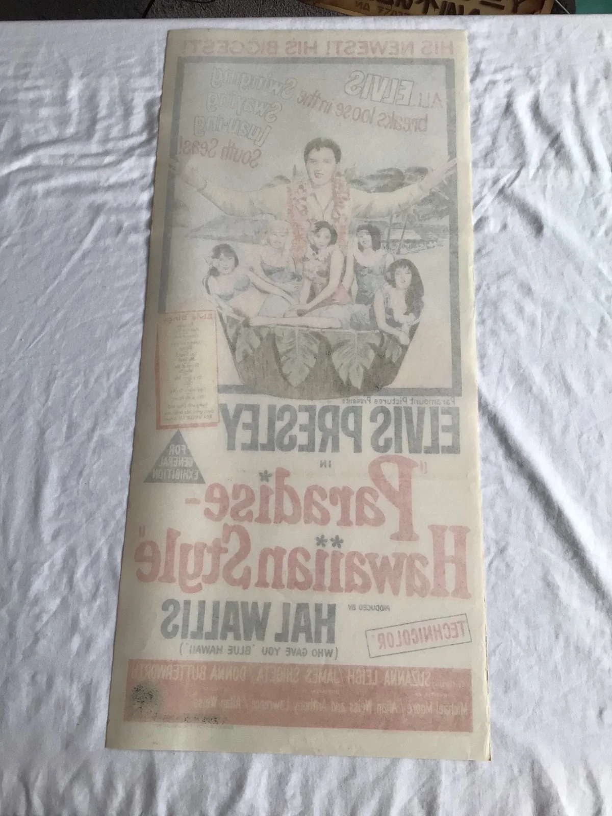 Paradise Hawaiian Style Elvis Presley original Australian Daybill movie poster, изображение 4