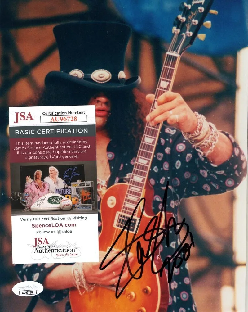 Slash — Slash Guns N Roses Signed Autograph 8x10 Photo - GNR Guitar God w/ JSA COA, изображение 2