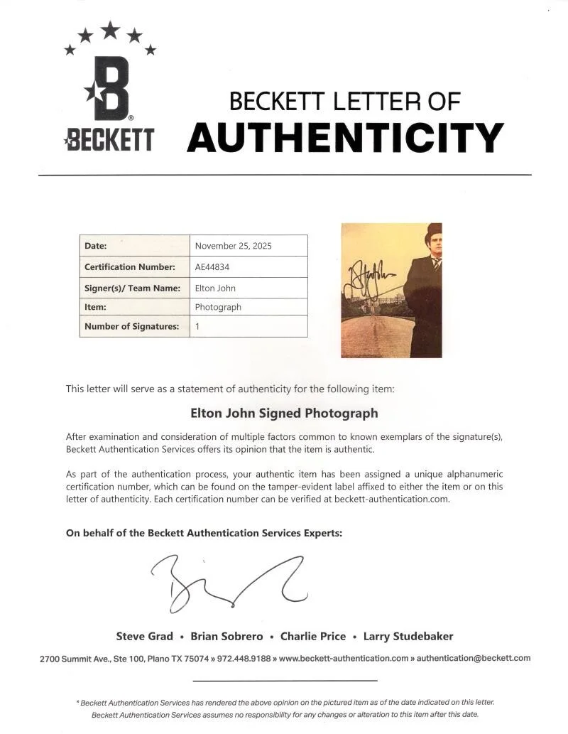 Elton John — Elton John Signed Autograph 8x10 Photo Photograph - A Single Man w/ Beckett COA, изображение 2