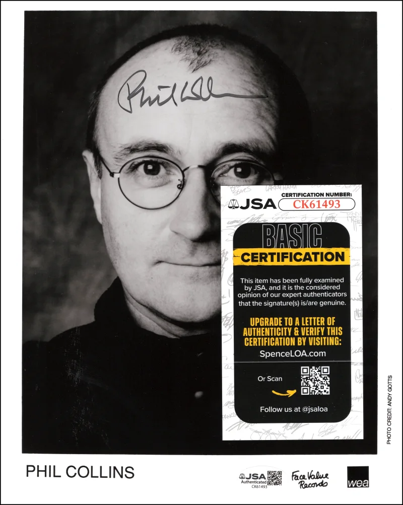 Phil Collins — Phil Collins Genesis Signed Autograph 8x10 Photo - Nursery Cryme Foxtrot JSA COA, изображение 2