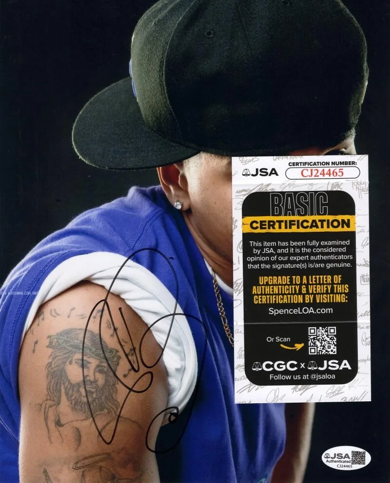 Chris Brown — Chris Brown Signed Autograph 8x10 Photo - Exclusive Graffiti Fortune w/ JSA COA, изображение 2