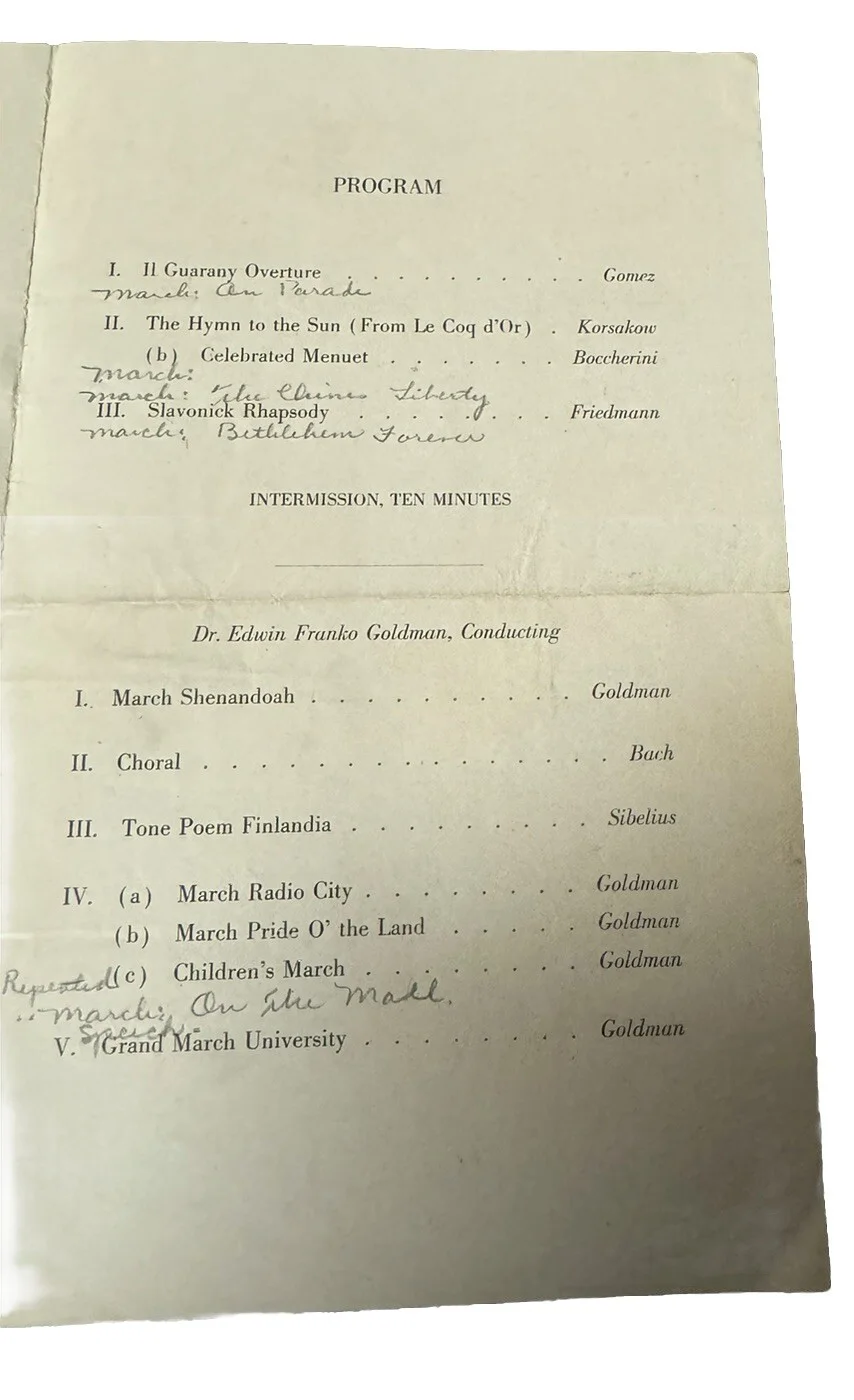 Vintage 1935 Signed Program of Composer & Conductor Edwin Franko Goldman Musical, изображение 5